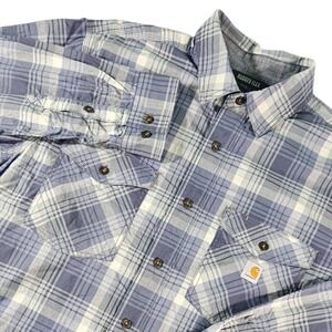 Carhartt Relaxed Fit Rugged Flex Plaid Button Down Work Shirt Mens L Relaxed Fit